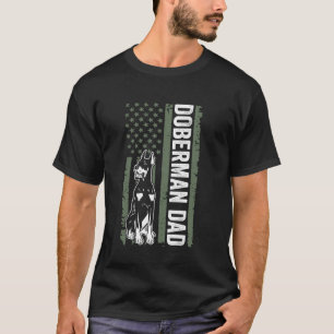 Trendy Doberman Dad American US Flag Dog Fur Paren T-Shirt
