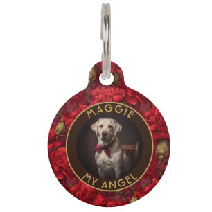 Trendy Dog Lover Present Carnations Floral Pet Tag