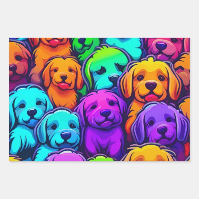 Trendy dog Pattern for Pet Lovers Wrapping Paper Sheet (Front)