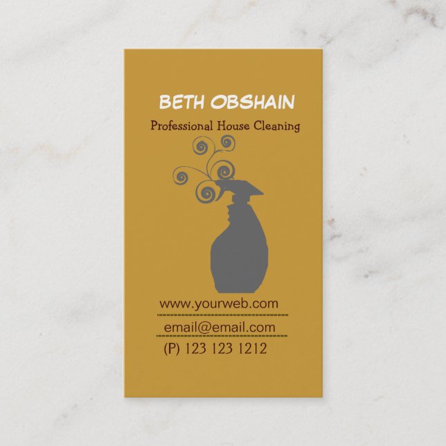 Trendy Domestic Cleaning Company Business Card (Front)