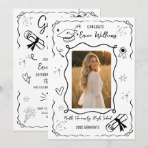 Trendy Doodle Graduation Party Photo