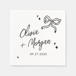 Trendy Doodle Script Ribbon Wedding Napkin