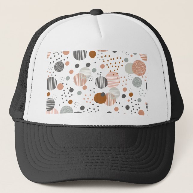 Trendy dots pattern trucker hat (Front)