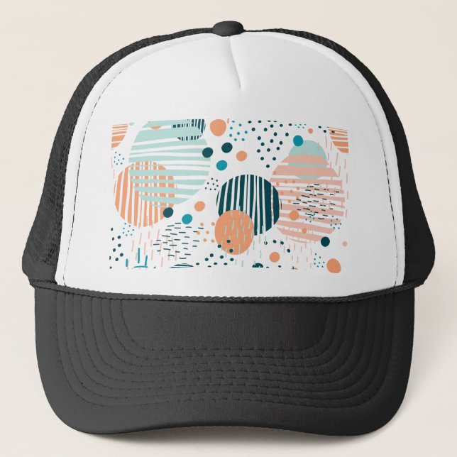 Trendy dots pattern trucker hat (Front)