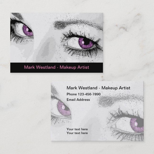Trendy Double Side Makeup Artist Business Cards (Front/Back)