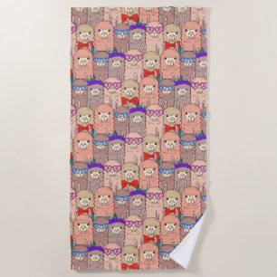 Trendy Dressed Llama Pattern Beach Towel