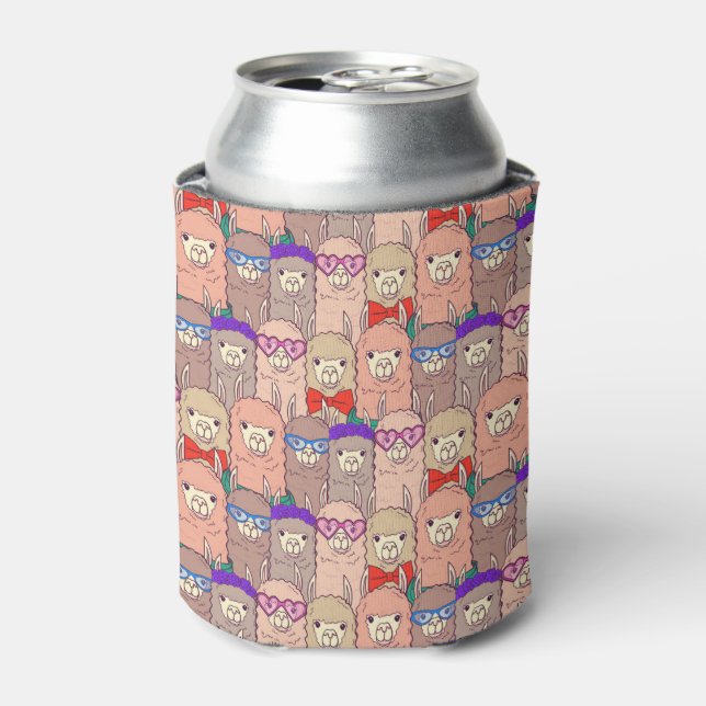 Trendy Dressed Llama Pattern Can Cooler (Can Front)