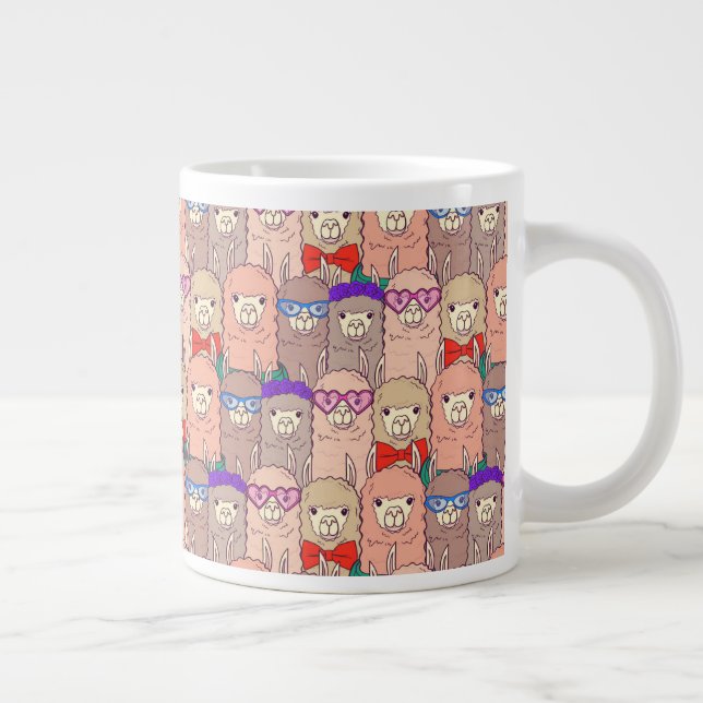 Trendy Dressed Llama Pattern Large Coffee Mug (Right)