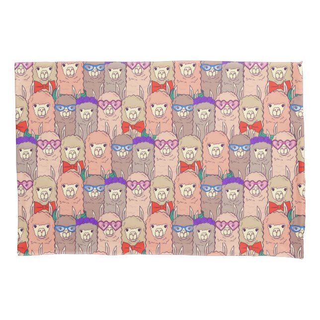 Trendy Dressed Llama Pattern Pillowcase (Front-Left)
