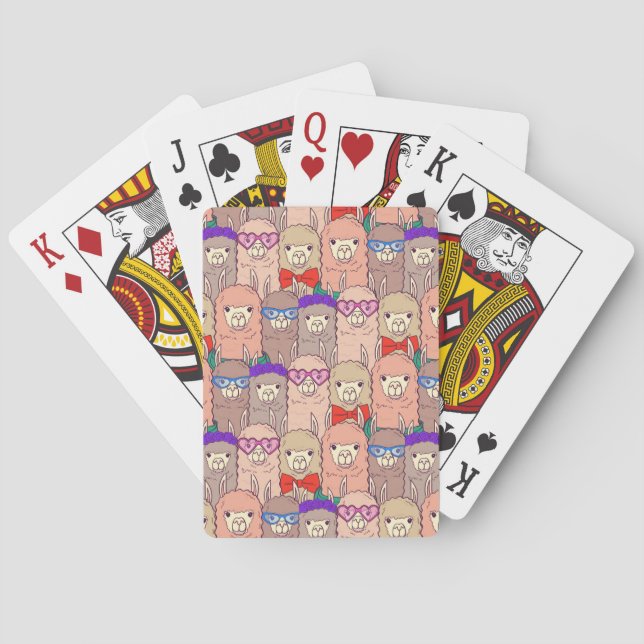 Trendy Dressed Llama Pattern Playing Cards (Back)