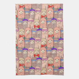 Trendy Dressed Llama Pattern Tea Towel