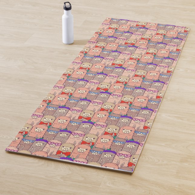 Trendy Dressed Llama Pattern Yoga Mat (In Situ)
