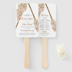 Trendy Dried Palm Pampas Grass Wooden Arch Program Hand Fan