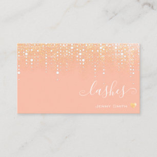 Trendy Dripping Light Gold Rain Pastel Pink Peach Business Card