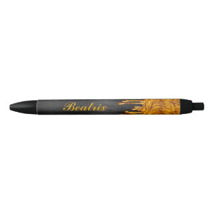 Trendy Dripping Roses Personalised Pen Gold