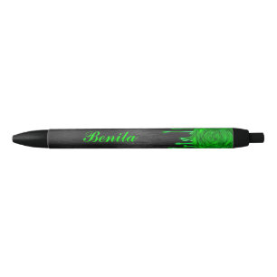 Trendy Dripping Roses Personalised Pens Green
