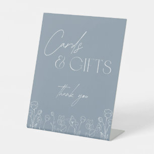 Trendy Dusty Blue Cards and Gift Pedestal Sign