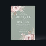 Trendy Dusty Rose Blush & Sage Wedding Invitation<br><div class="desc">Trendy Dusty Rose Blush & Sage Wedding Invitation
See matching collection in Niche and Nest Store</div>