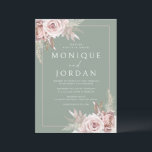 Trendy Dusty Rose Blush & Sage Wedding Invitation<br><div class="desc">Trendy Dusty Rose Blush & Sage Wedding Invitation
See matching collection in Niche and Nest Store</div>