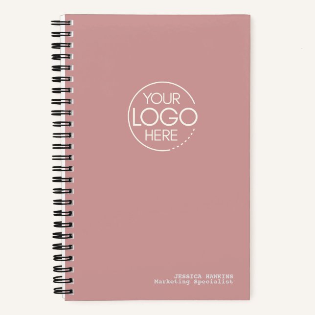 Trendy Dusty Rose Modern Logo Notebook (Front)