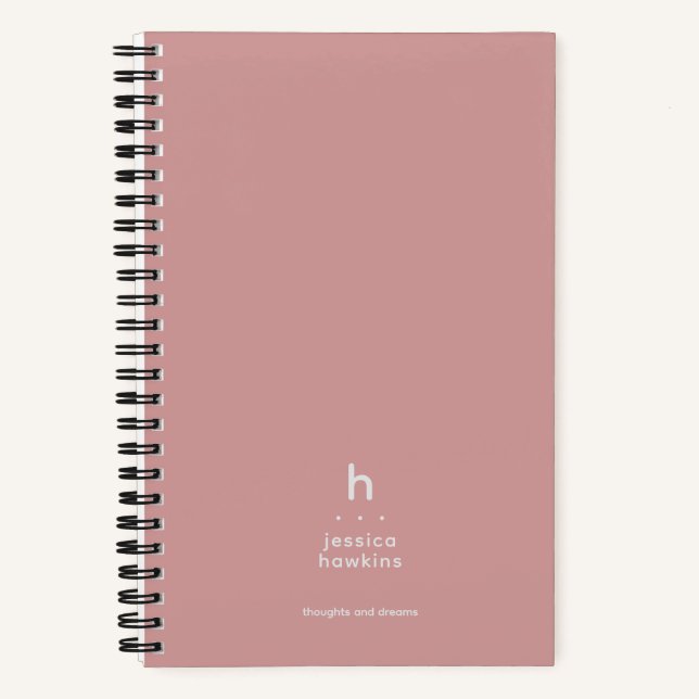 Trendy Dusty Rose Modern Monogram Notebook (Front)