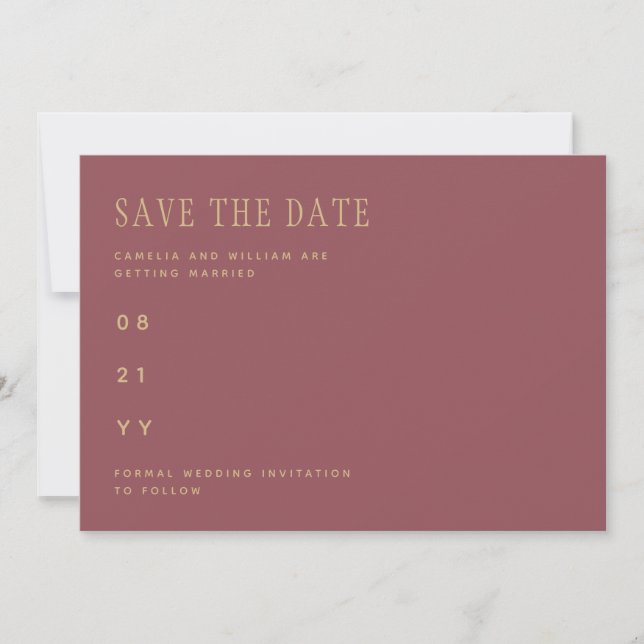 Trendy Dusty Rose Pink Gold Wedding SAVE THE DATE  (Front)
