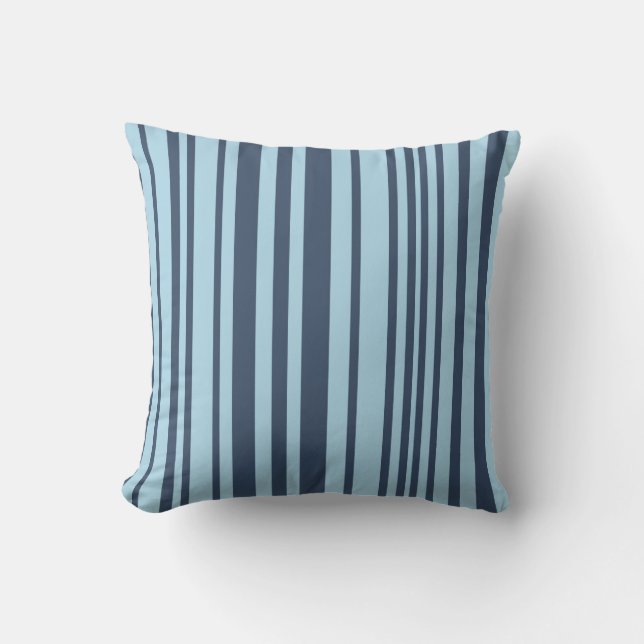 Trendy Earthy Blue Stripes Cushion (Front)