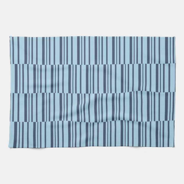 Trendy Earthy Blue Stripes Tea Towel (Horizontal)