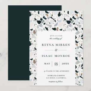 Trendy Earthy Terrazzo Artisan Frame Wedding Invitation