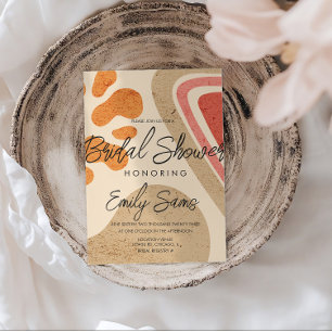 Trendy Earthy Tone Shapes Abstract Bridal Shower  Invitation