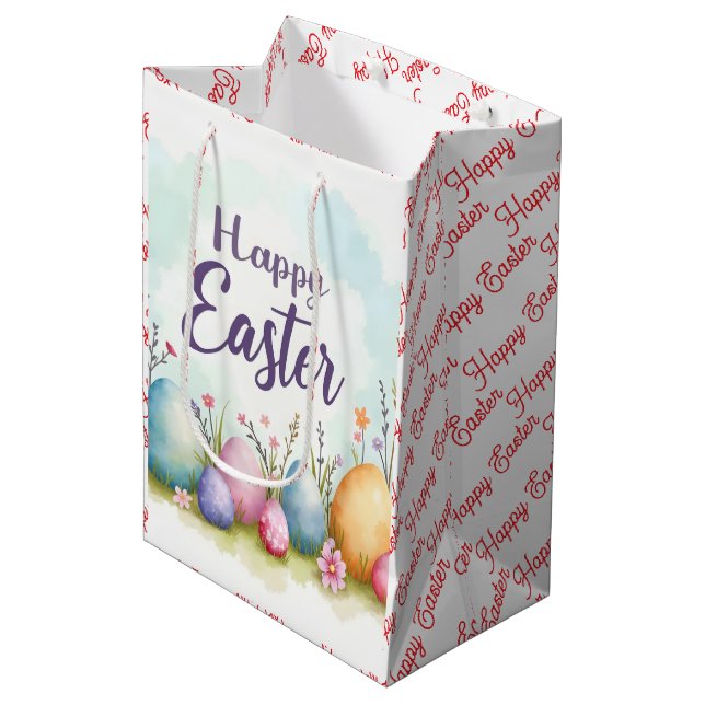 Trendy Easter Eggs Beautiful Collection Medium Gift Bag (Front Angled)
