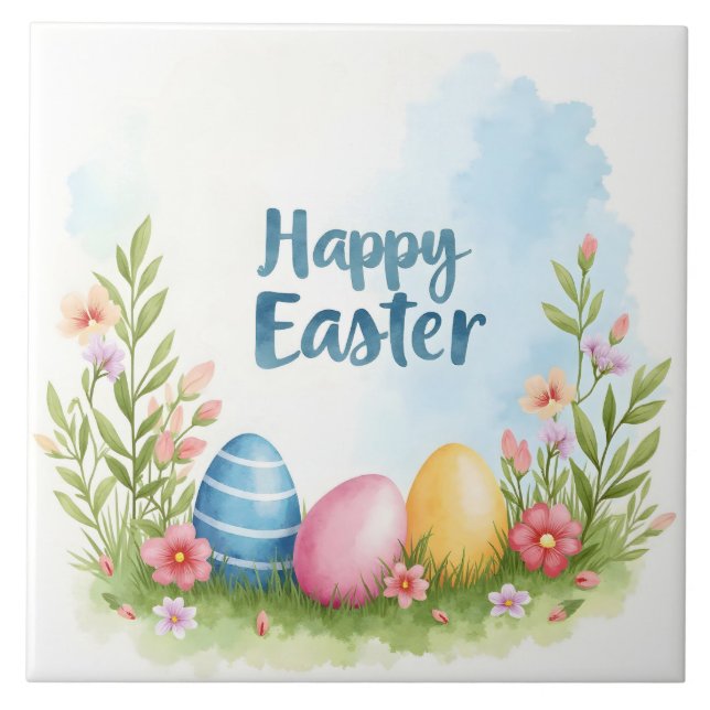Trendy Easter Eggs Beautiful Collection Tile (Front)