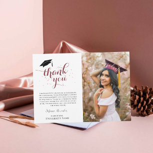 Trendy Editable Graduation Photo Thank You Card