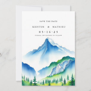 Trendy Editable Mountain Save The Date