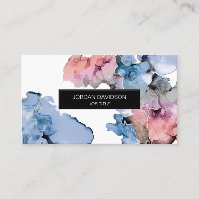 Trendy Editable Paint Splash modern Business Card (Front)