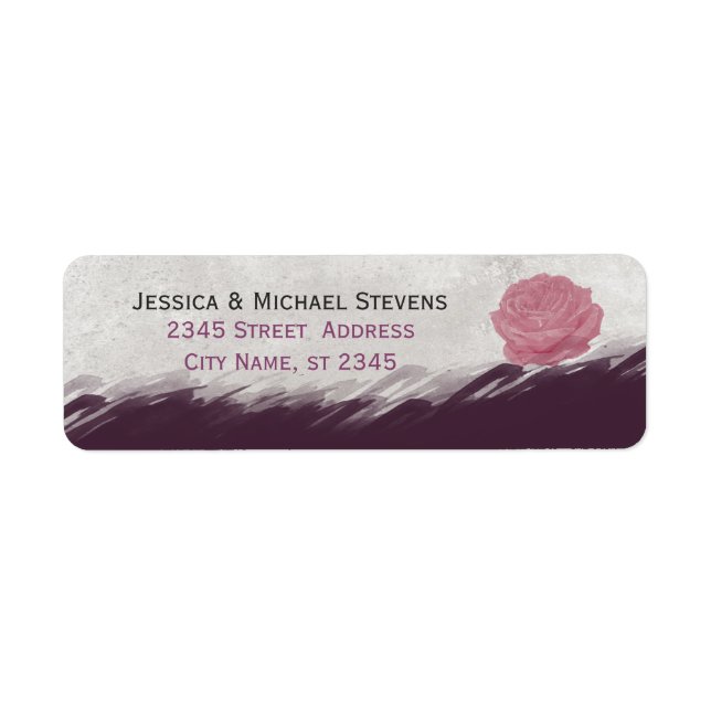 Trendy eggplant watercolor chic rose wedding (Front)