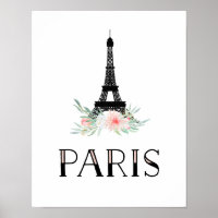 Trendy Eiffel Tower and Blush Pink Flowers | Paris