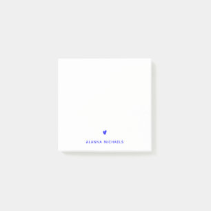 Trendy Electric Blue Neon Heart Personalised Post-it Notes