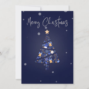 Trendy Elegance Royal Blue Christmas Greeting Holiday Card