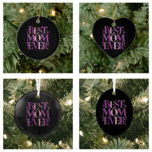 Trendy Elegant Best Mum Ever Glass Tree Decoration