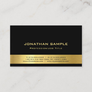 Trendy Elegant Black And Gold Modern Plain Luxury Business Card