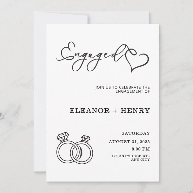 Trendy Elegant Black and White minimalist  Invitation (Front)