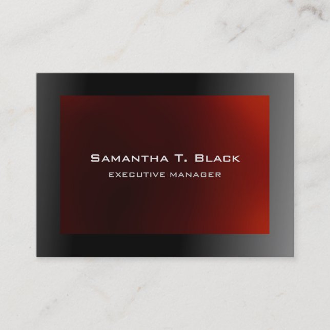Trendy Elegant Black Grey Red Executive Manager Business Card (Front)