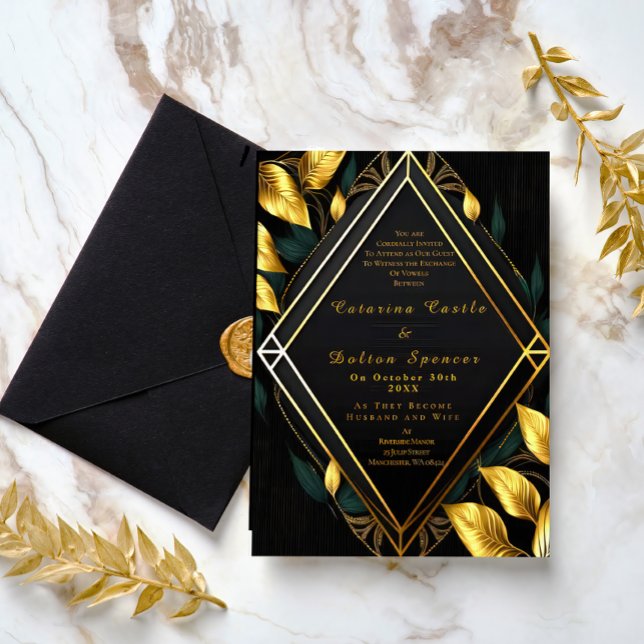 Trendy Elegant Black Velvet and Gold Foliage  (Creator Uploaded)