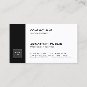 Trendy Elegant Black White Sleek Design Company Business Card