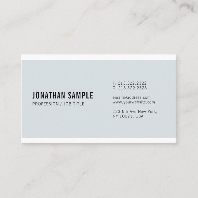 Trendy Elegant Blue Minimalistic Plain New Gothic Business Card (Front)