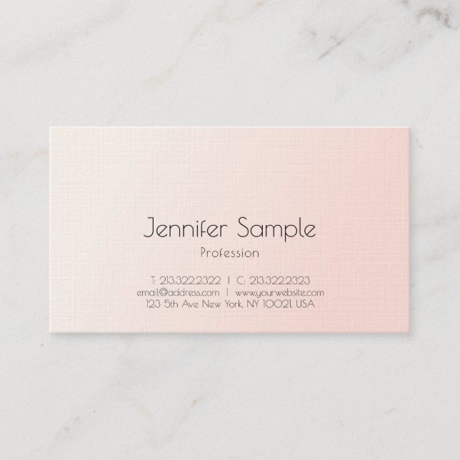 Trendy Elegant Blush Pink Modern Minimalist Luxury Business Card (Front)