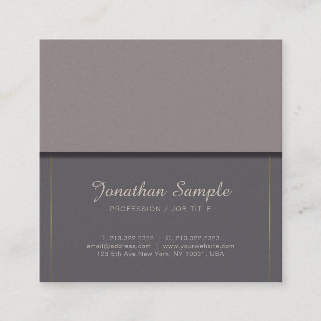 Trendy Elegant Businessman Elite Plain Luxury Square Business Card (Front)