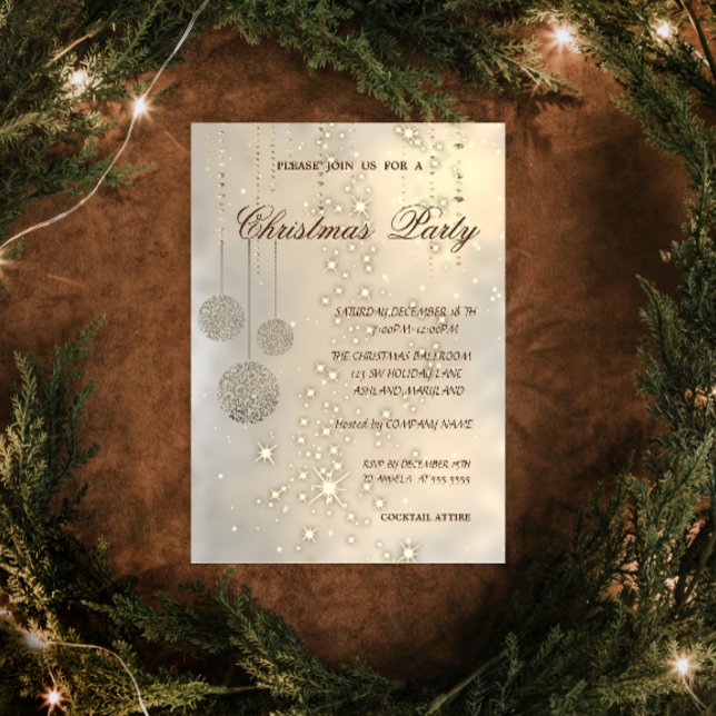 Trendy Elegant Christmas Balls,Christmas Party Invitation (Creator Uploaded)
