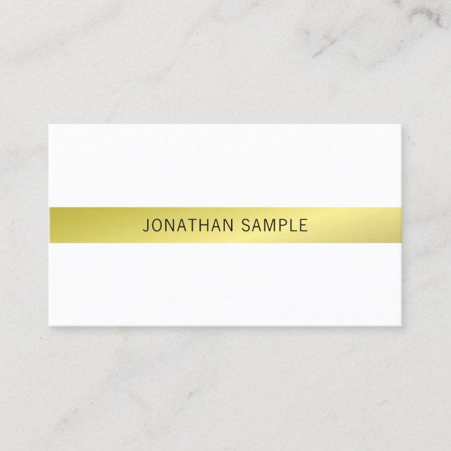 Trendy Elegant Clean Design Gold Plain Luxury Business Card (Front)